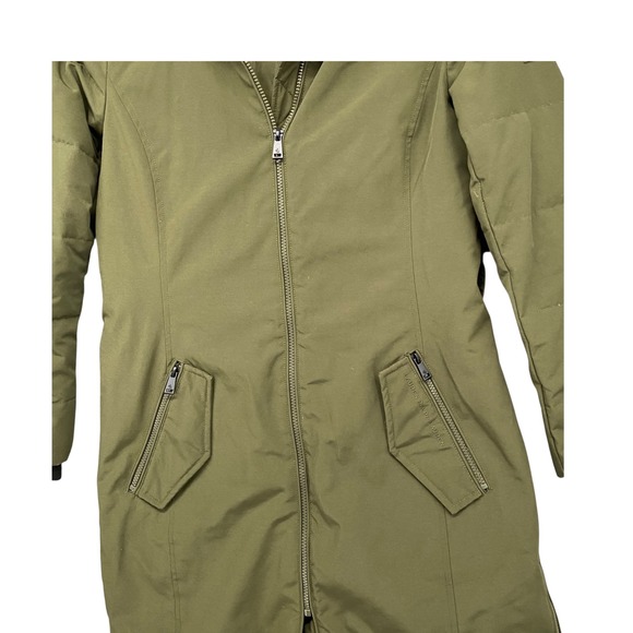 Lauren Ralph Lauren Womens Olive Green Faux Fur Trim Hooded Down Puffer Small - Picture 5 of 13